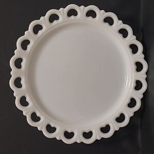 Vintage 13 inches Lace Edge Milk Glass Torte Plate / Platter